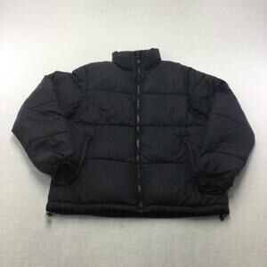 Zara Jacket Mens Large Black Puffer Quilted Full Zip Dnwr Logo Warm Winter